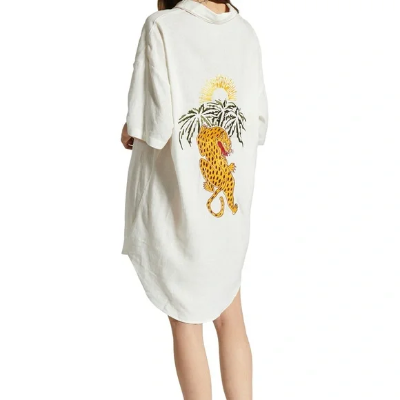 Brixton Condesa Linen Blend Shirtdress Embroidered - Picture 2 of 8